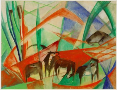 Landscape with Black Horses by Franz Marc